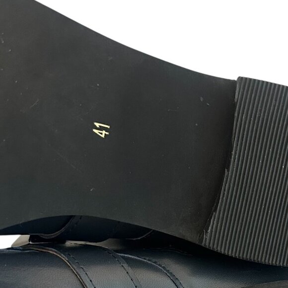 All Black Pyramid Stud Booties Boots Dark Blue Leather Luxury Size 41 10.5 Women - Picture 7 of 12